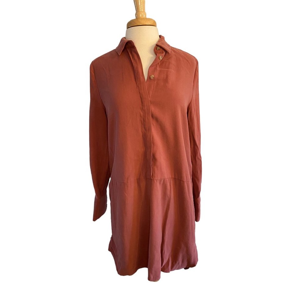 Cremieux Red Mauve Suede Feel Shirt Dress Women's S